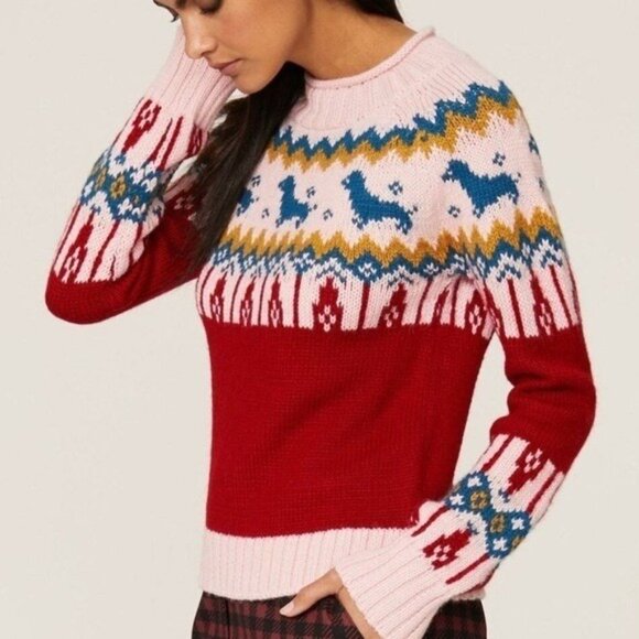 Rachel Antonoff 60% Alpaca Oscar Fairisle Dachshund print sweater Size XS Knit - Picture 5 of 10